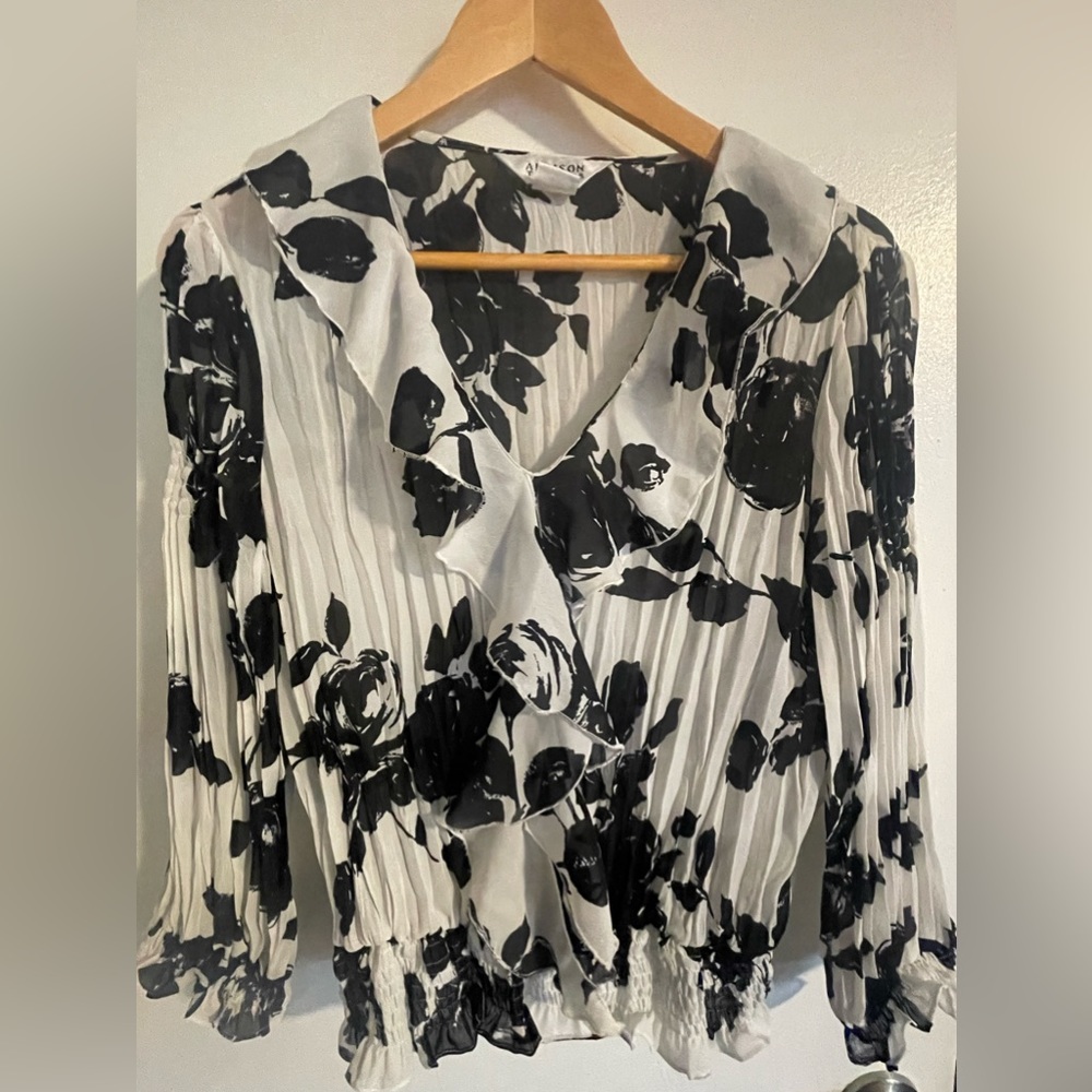 Black and white ruffle shirt